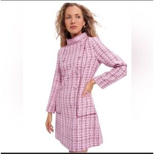 Tuckernuck‎ Rhubarb Pink Maroon Tweed Radziwill Mini Dress Size XS Quiet Luxury